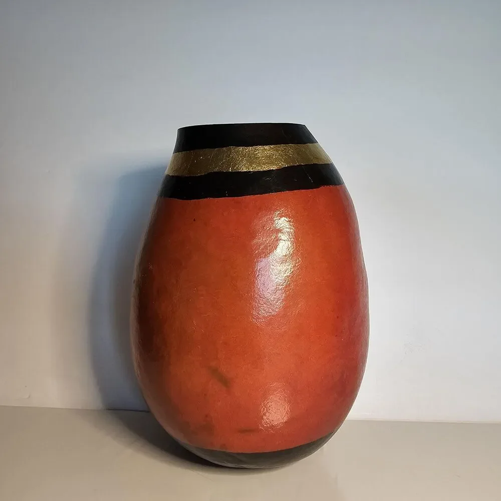 Vtg Folk Art Handpainted Gourd Turtle Design, signed by Linda Ougland